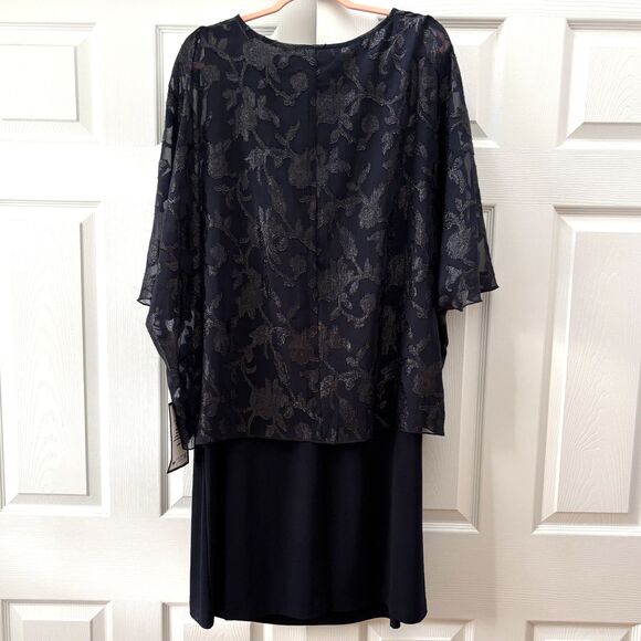 NEW Connected Apparel Dress 18W Navy Sleeveless Pullover with 27" Shawl NWT - Picture 7 of 14